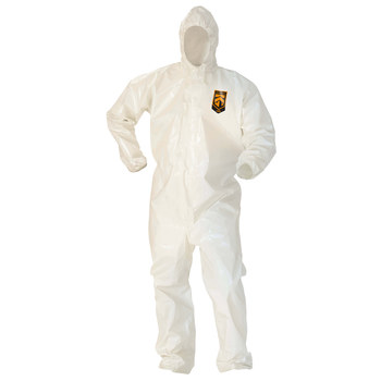 Ansell KleenGuard Overoles resistentes a productos químicos A80 45643 - tamaño Grande - Saranex 23P - Blanco