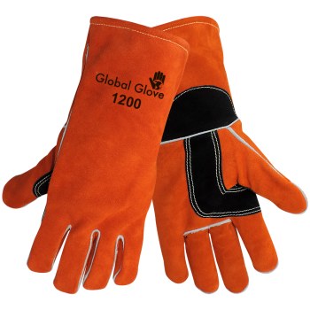 Global Glove 1200 Marrón Universal Cuero Dividir Guante para soldadura - Pulgar tipo ala - 1200 LG