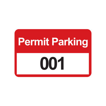 Imágen de Brady Negro/Rojo sobre blanco Rectángulo Vinilo Parachoques 95208 Etiqueta de permiso de estacionamiento (Imagen principal del producto)