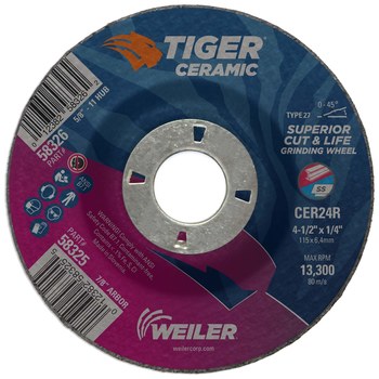 Weiler Tiger Ceramic Disco esmerilador 58325 - 4 1/2 pulg. - Cerámico - 24