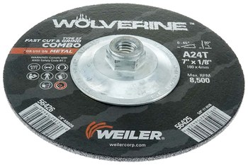 Weiler Wolverine Rueda de corte 56425 - Tipo 27 - rueda de centro hundido - 7 pulg. - Óxido de aluminio - 24 - T