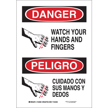 Imágen de Brady B-555 Aluminio Rectángulo Blanco Inglés/Español Cartel de seguridad del equipo 124064 (Imagen principal del producto)