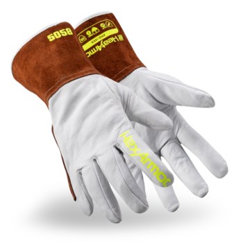 HexArmor HeatArmor 5058 8 Revestimiento de mezcla de HPPE/poliéster/acero Grano Piel de cabra Revestimiento de mezcla de HPPE/poliéster/acero Guante para soldadura - 5058 SZ 8