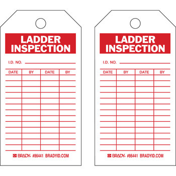 Imágen de Brady Rojo sobre blanco Laminado, Ojal de metal, Escribible Poliéster/papel Escalera 86441 Etiqueta de escalera (Imagen principal del producto)