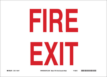Imágen de Brady B-563 Polipropileno de alta densidad Rectángulo Blanco Inglés Cartel de salida de incendios 116082 (Imagen principal del producto)