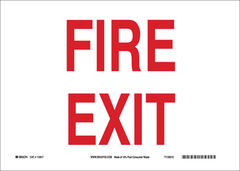 Imágen de Brady B-586 Papel Rectángulo Blanco Inglés Cartel de salida de incendios 115918 (Imagen principal del producto)