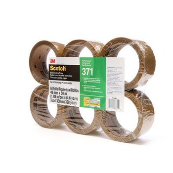 3M Scotch 371 Tostado Cinta de sellado de cajas - 48 mm Anchura x 50 m Longitud - 1.8 mil Espesor - 68801