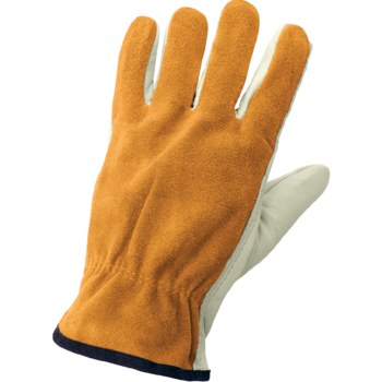 Global Glove 3200BS Gris/Amarillo Grande Cuero Grano Cuero vacuno Cuero Guante para conductor - Pulgar montado - 3200bs lg