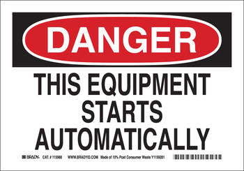 Imágen de Brady B-563 Polipropileno de alta densidad Rectángulo Blanco Inglés Cartel de seguridad del equipo 116152 (Imagen principal del producto)