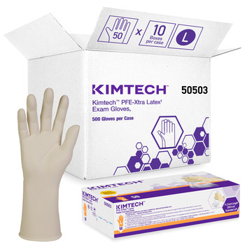 Kimtech Xtra-PFE Tostado Grande Látex Guantes desechables - Grado Examen médico - acabado Áspero - Longitud 12 pulg. - 036000-50503