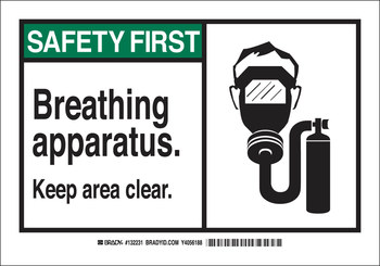 Imágen de Brady B-120 Poliéster reforzado con fibra de vidrio Rectángulo Blanco Inglés Cartel de aparato de respiración 132235 (Imagen principal del producto)
