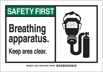 Imágen de Brady B-401 Poliestireno Rectángulo Blanco Inglés Cartel de aparato de respiración 132231 (Imagen principal del producto)