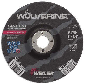 Weiler Wolverine Rueda esmeriladora de superficie 56280 - 6 pulg. - Óxido de aluminio - 24 - R