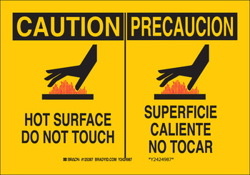 Imágen de Brady B-555 Aluminio Rectángulo Amarillo Inglés/Español Cartel de seguridad del equipo 125385 (Imagen principal del producto)