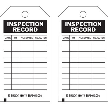 Imágen de Brady Negro sobre blanco Escribible Cartulina Inspección general 86675 Etiqueta de inspección general (Imagen principal del producto)