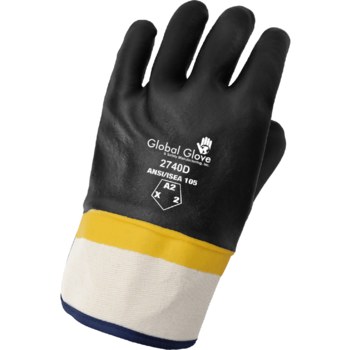 Global Glove 2740D Negro/Amarillo Grande Terciopelo Guantes de trabajo - acabado Áspero - 2740d lg