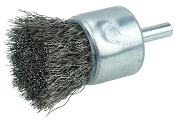 Weiler Acero inoxidable Cepillo de copa - Accesorio Vástago sin rosca - Diámetro 1 pulg. - Diámetro de la cerda 0.010 pulg. - Material de la copa: recubierto - 11017