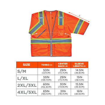 Ergodyne GloWear 8346Z Chaleco de alta visibilidad 24155 - tamaño Grande/XG - Poliéster - Naranja - ANSI clase 3