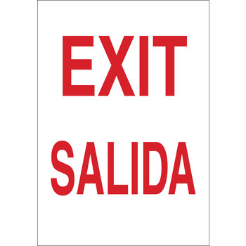 Imágen de Brady B-401 Poliesterino de alto impacto Rectángulo Blanco Inglés/Español Letrero de salida 38797 (Imagen principal del producto)