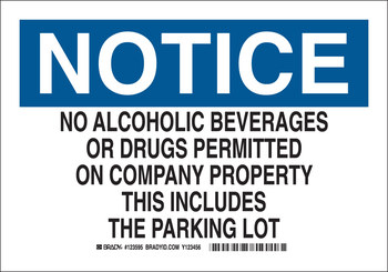 Imágen de Brady B-401 Poliesterino de alto impacto Rectángulo Blanco Inglés Cartel de libre de alcohol y drogas 123594 (Imagen principal del producto)