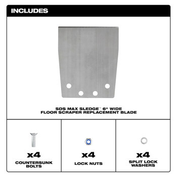 Milwaukee SDS MAX SLEDGE Metal Kit de recambio de rascador de suelo - longitud de 7 pulg. - ancho de 6 pulg. - 48-62-1912