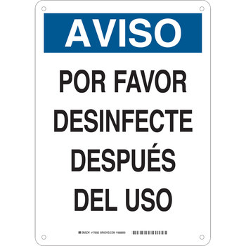 Imágen de Brady B-401 Poliestireno Rectángulo Blanco Español Letrero de desinfección 170561 (Imagen principal del producto)