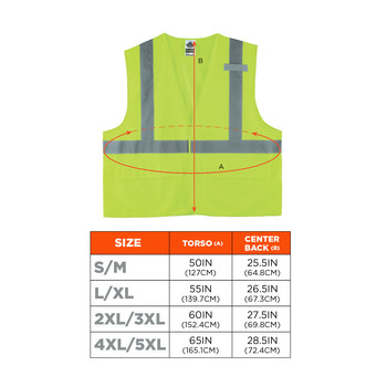 Ergodyne Glowear 8225HL Chaleco de alta visibilidad 21187 - tamaño 2EG/3EG - Poliéster - Lima de alta visibilidad - ANSI clase 2