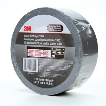 3M 1900 Plateado Cinta para ductos - 48 mm Anchura x 60 yd Longitud - 5.8 mil Espesor - 97841