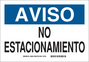 Imágen de Brady B-555 Aluminio Rectángulo Blanco Español Cartel de información, restricción y permiso de estacionamiento 38530 (Imagen principal del producto)