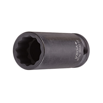 Vega Tools 20122-DT 12 Puntos 1/2 pulg. Toma De Impacto - Acero 4140 - accionamiento 3/8 pulg. Cuadrado - C Montado en Hombro - 2.0 pulg. Longitud - 01807
