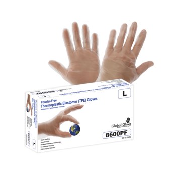 Global Glove Transparente Mediano TPE Guantes desechables - Grado Industrial - acabado Liso - Longitud 10 pulg. - 810033-29315