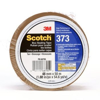 3M Scotch 373 Tostado Cinta de sellado de cajas - 48 mm Anchura x 50 m Longitud - 2.5 mil Espesor - 68795