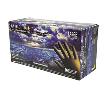 Adenna Dark Light Negro Grande Nitrilo Guantes desechables para revisión y uso general - Grado Examen médico - Longitud 9.4 pulg. - nutrend dlg676