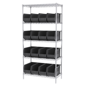 Imagen de Akro-mils AWS183630265 Akrobin 2000 lb Ajustable Negro Cromo Acero Abierto Ajustable Sistema de estantería fijo (Imagen principal del producto)