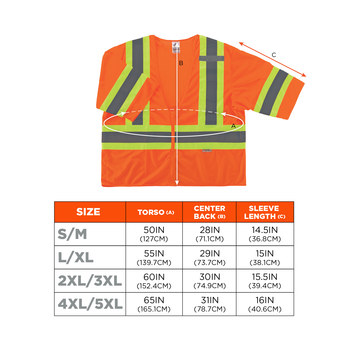 Ergodyne Glowear 8330Z Chaleco de alta visibilidad 22175 - tamaño Grande/XG - Poliéster - Naranja de alta visibilidad - ANSI clase 3