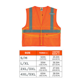 Ergodyne Glowear 8220HL Chaleco de alta visibilidad 21135 - tamaño Grande/XG - Poliéster - Naranja de alta visibilidad - ANSI clase 2