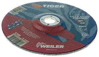 Weiler Tiger Disco de corte y esmerilado 57105 - 7 pulg. - Óxido de aluminio - 30 - S