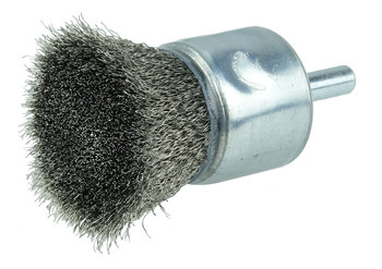 Weiler Acero inoxidable Cepillo de copa - Accesorio Eje - Diámetro 1 pulg. - Diámetro de la cerda 0.006 pulg. - Material de la copa: recubierto - 11016