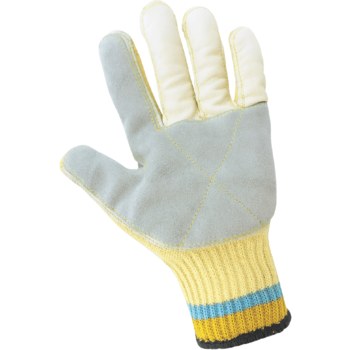 Global Glove K300LF Gris/Amarillo Grande Kevlar/Cuero Guantes resistentes a cortes - k300lf lg