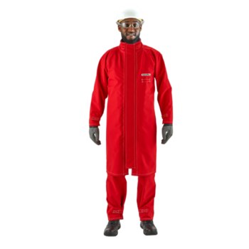 Ansell AlphaTec Saco resistente a productos químicos 66-663 66663L - tamaño Grande - 49 pulg. - CPC trilaminado de poliéster - Rojo - 66827