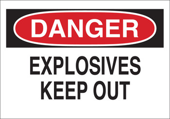 Imágen de Brady B-120 Poliéster reforzado con fibra de vidrio Rectángulo Blanco Inglés Cartel de advertencia de explosivos 70330 (Imagen principal del producto)