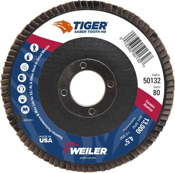 Weiler Tiger Ceramic Tipo 27 - Cerámico - 4-1/2 pulg - 80 - Mediano - 50132