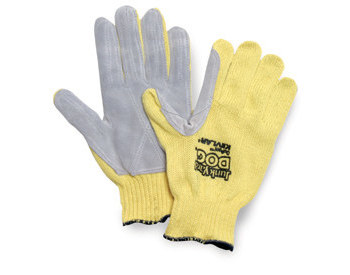 Imágen de Honeywell Junk Yard Dog Gris/Amarillo 2XG Kevlar/Cuero Dividir Guantes resistentes a cortes (Imagen principal del producto)
