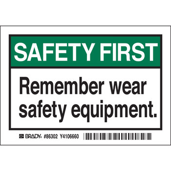 Imágen de Brady Negro/Verde sobre blanco Laminado Poliéster 86302 Etiqueta de seguridad del equipo (Imagen principal del producto)