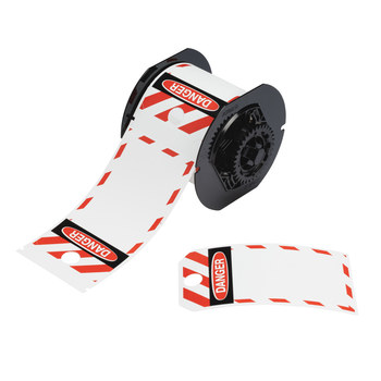 Imágen de Brady Rojo sobre blanco Exterior Poliéster Transferencia térmica B30-255-851-OST-BK Etiquetas predimensionadas para impresoras (Imagen principal del producto)