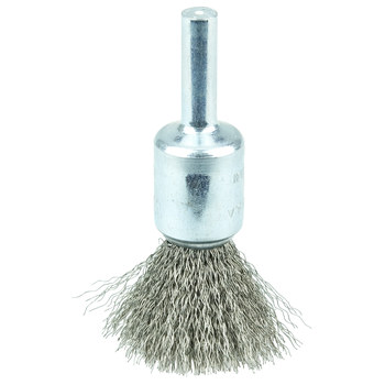 Weiler Acero inoxidable Cepillo de copa - Accesorio Vástago sin rosca - Diámetro 1/2 pulg. - Diámetro de la cerda 0.010 pulg. - Material de la copa: estándar - 10014