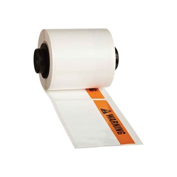 Imágen de Brady ToughBond Negro/Naranja sobre blanco Poliéster Transferencia térmica M6-37-483-ADVERTENCIA Etiquetas de impresora (Imagen principal del producto)