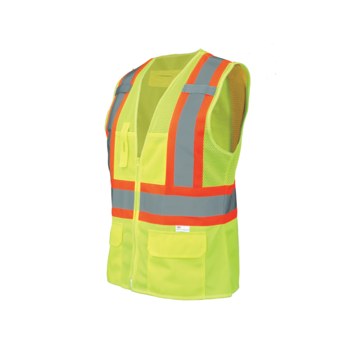 Global Glove FrogWear GLO-W0037 Chaleco de alta visibilidad GLO-W0037 LG - tamaño Grande - Poliéster - Amarillo/verde reflectante - ANSI clase 2 - glo-w0037 lg
