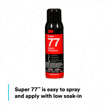 3M Super 77 Multipurpose Spray Adhesive Clear Aerosol 20 oz Aerosol Can - 86234 - 13.44 oz Net Weight