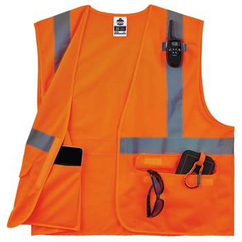 Ergodyne Glowear 8225HL Chaleco de alta visibilidad 21175 - tamaño Grande/XG - Poliéster - Naranja de alta visibilidad - ANSI clase 2